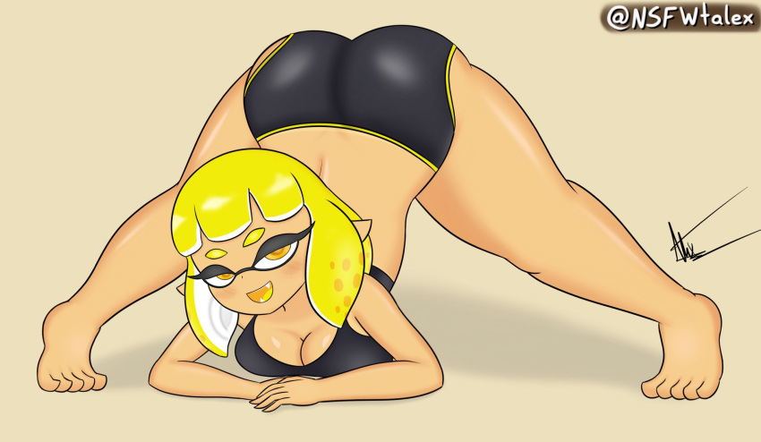 ass inkling jack-o_pose nsfwtalex splatoon sports_bra telaxart texalunax yellow_hair