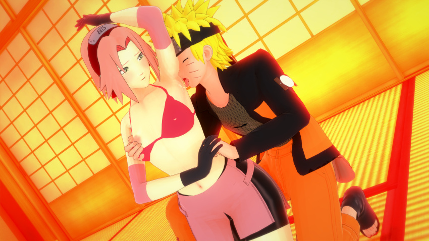 1boy 1boy1girl 1girls 3d armpit_fetish armpit_lick armpit_licking armpit_sex armpits arms_behind_back arms_up bikini_top breast_grab breast_hold breast_squeeze breasts fetish kink koikatsu licking naruto naruto_shippuden pink_hair sakura_haruno sweat sweatdrop sweaty tongue_out uzumaki_naruto