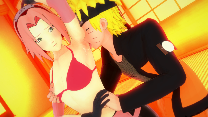 1boy 1boy1girl 1girls 3d armpit_fetish armpit_lick armpit_licking armpit_sex armpits arms_behind_back arms_up bikini_top breast_grab breast_hold breast_squeeze breasts fetish kink koikatsu licking naruto naruto_shippuden pink_hair sakura_haruno sweat sweatdrop sweaty tongue_out uzumaki_naruto