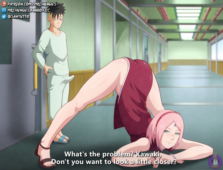 1boy 1girls absurd_res adult age_difference arched_back arm_rest arm_support ass ass_up bare_legs bare_shoulders bent_over black_hair blonde_hair blush boner boruto:_naruto_next_generations bracelets butt_crack clothing commentary dress english_commentary english_text erection erection_under_clothes facial_mark facial_piercing female flexible flip_flops footwear forehead_mark hairband hallway heels high_resolution hospital indoors inviting inviting_to_sex jack-o_pose kawaki light-skinned_female light-skinned_male light_skin logo looking_at_ass looking_at_partner male mature mature_female medium_ass milf mrchungus naked naruto naruto_(series) no_pants older_male pajamas pale-skinned_female pale_skin pants partially_clothed piercing pink_hair purple_eyes sakura_haruno sandals seducing sexually_suggestive shiny shiny_hair shiny_skin shirt sidecut sleeveless_dress smile spread_legs standing teasing teenager text top-down_bottom-up two_tone_hair url very_high_resolution watermark web_address younger_male