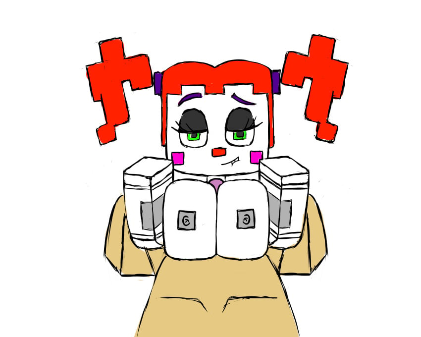 1boy animatronic baby_(fnafsl) big_breasts circus_baby circus_baby_(fnaf) circus_baby_(minecraft) crossover fazbear_&_friends fazbear_&_friends_(zamination) five_nights_at_freddy's five_nights_at_freddy's:_sister_location fnaf minecraft paizuri penis robot_girl scottgames simple_background sister_location six343 sketch straight titjob