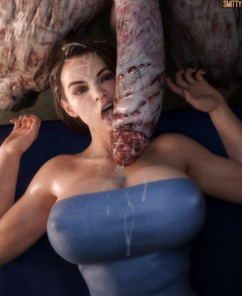 3d brown_hair cleavage huge_cock jill_valentine jill_valentine_(sasha_zotova) light-skinned_female light_skin nemesis_(resident_evil) penetration resident_evil resident_evil_3 resident_evil_3_remake smitty34 tubetop unseen_male_face