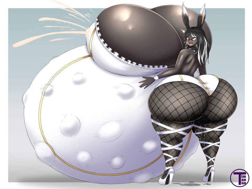 1girls artist_name ass ass_bigger_than_head back_view belly belly_bigger_than_body big_ass black_hair bloated_belly blush breasts breasts_bigger_than_head breasts_bigger_than_torso breasts_on_belly bunny_ears bunny_girl cleavage cross-shaped_pupils cuffs_(clothing) female female_focus fetal_movement fishnets from_behind gigantic_belly gigantic_breasts glasses grey_background grey_body grey_eyes heterochromia huge_breasts hyper hyper_belly hyper_breasts hyper_pregnancy labor lactation milk milk_squirt original original_character pregnant pregnant_female ready_to_pop red_eyes round_belly shocked simple_background skindentation someone_else's_oc standing thick_thighs thighs timaeus two_tone_hair water_break white_hair