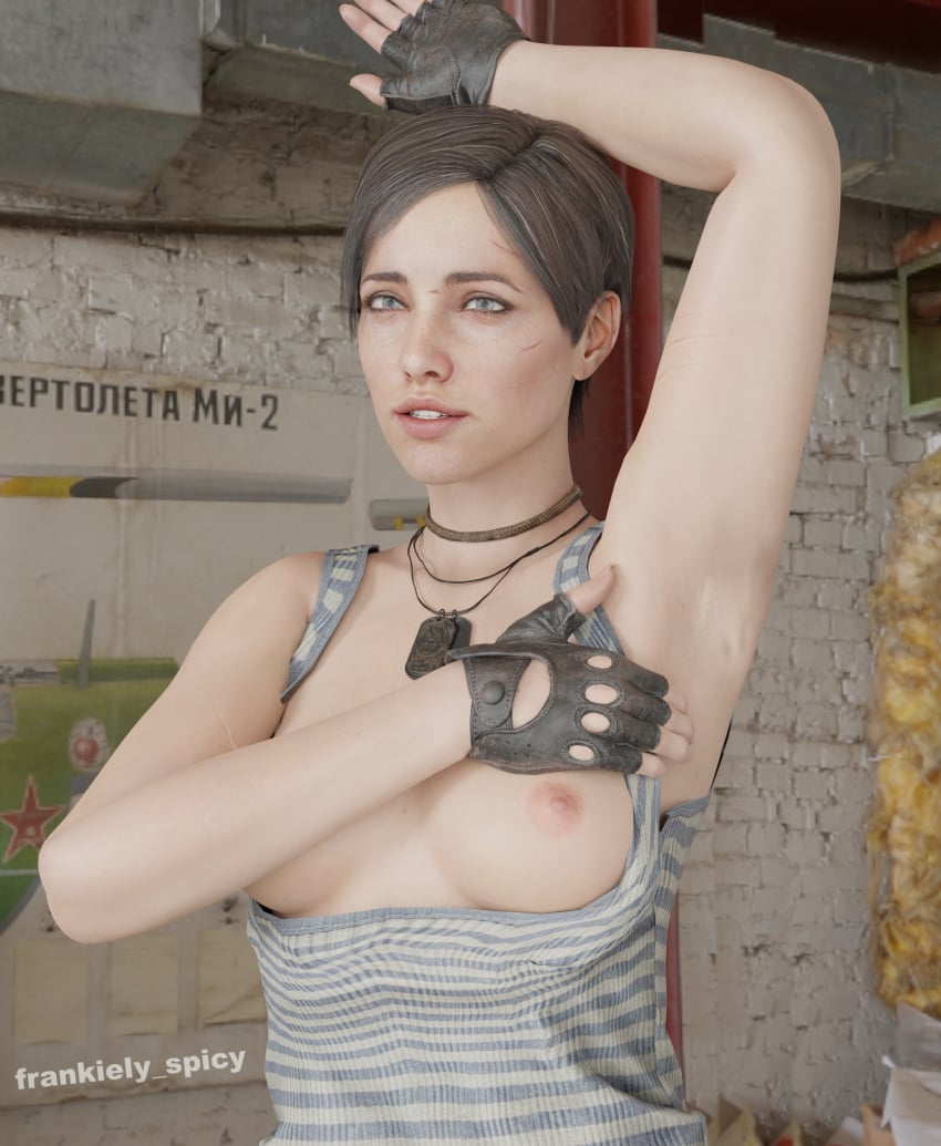 1girls 3d anna_miller_(metro) armpit armpit_fetish armpits bangs blender blue_eyes breasts breasts breasts_out dog_tags female female female_focus female_only frankiely_spicy leather leather_gloves looking_at_viewer metro_(series) metro_exodus naked naked_female necklace nipples nude nude_female outdoor outdoors outside pale-skinned_female pale_skin russian russian_girl shirt shirt_lift shirt_pull short_hair smile smiling smiling_at_viewer solo solo_female solo_focus stare staring staring_at_viewer tank_top tanktop tease teasing teasing_armpits touching