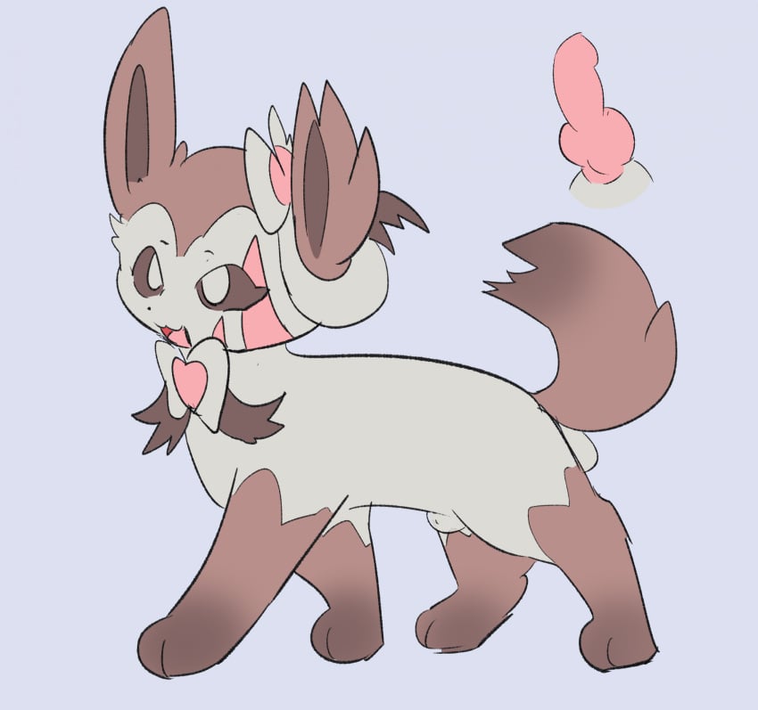 2025 animal_genitalia animal_penis balls bloowolfy canine_genitalia canine_penis eeveelution feral generation_6_pokemon genitals hi_res knot male model_sheet nintendo open_mouth open_smile penis pokemon pokemon_(species) sheath smile solo sylveon