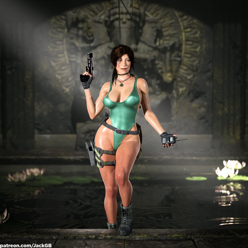 3d brown_eyes brown_hair busty female female_focus female_only hourglass_figure jackgb lara_croft lara_croft_(survivor) leotard long_hair ponytail tagme thong_leotard tomb_raider tomb_raider_(survivor) wide_hips