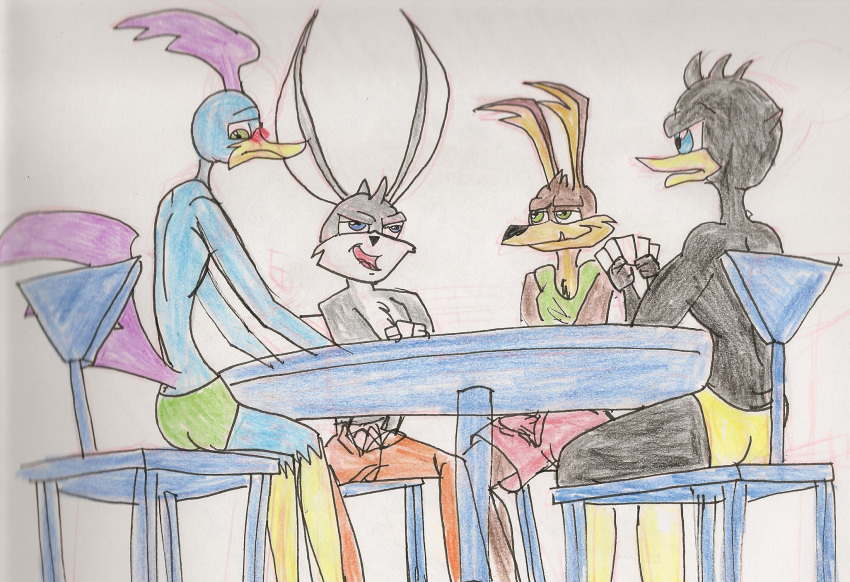 ace_bunny anthro danger_duck loonatics_unleashed male_only rev_runner soft_feathers tech_e._coyote warner_brothers