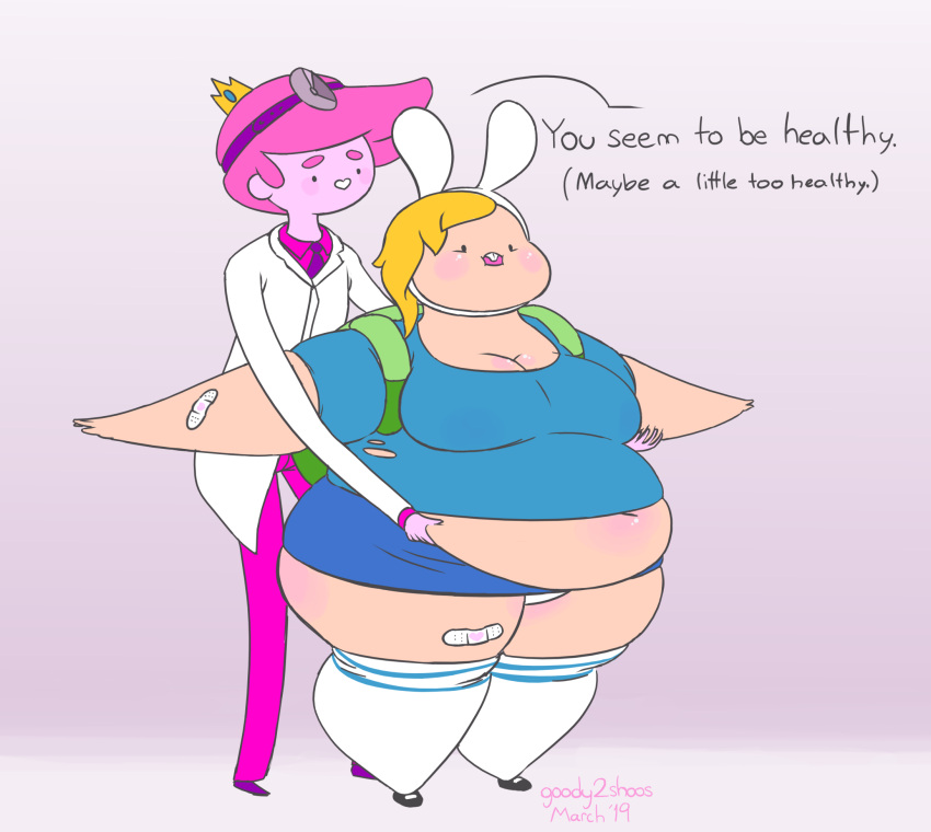 adventure_time ass backpack bag bbw belly belly_overhang big_ass big_belly big_breasts bottom_heavy breasts curvaceous female female_focus fionna_the_human_girl fondling goody2shoos groping huge_ass huge_belly human love_handles male muffin_top nonude obese obese_female overweight overweight_female prince_gumball ssbbw stomach_bulge t_pose teenager thick_thighs thighhighs tight_clothing tomboy voluptuous weight_gain wide_hips