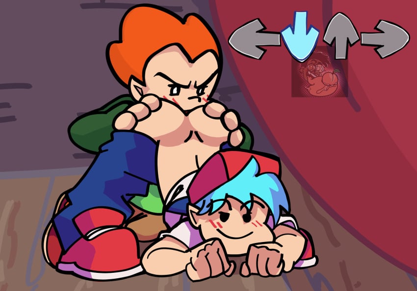 2boys anal animated ass boyfriend_(friday_night_funkin) friday_night_funkin gameplay_mechanics gay gif male newgrounds pico_(newgrounds) rimming worship yaoi