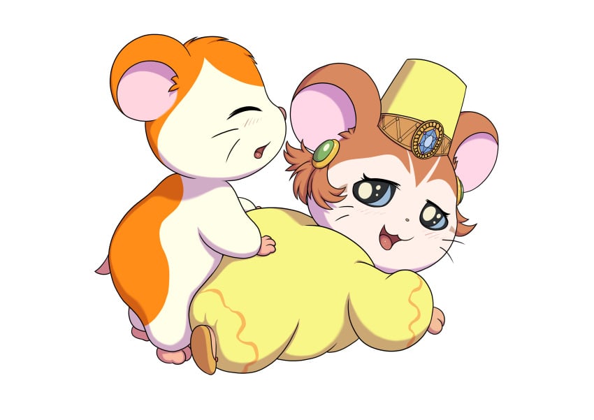 absurd_res accessory alpha_channel blue_eyes brown_body brown_fur closed_eyes clothed clothed_sex clothing cricetid duo female feral feral_on_feral fur hair_accessory hamster hamtaro hamtaro_(series) hat headgear headwear hi_res male male/female mammal minum orange_body orange_fur princess_cye-ra_(hamtaro) rodent sex simple_background tan_body tan_fur transparent_background