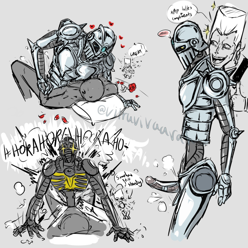 armor armor_removed bed big_penis chest_on_face erection fast_thrusts flush flushed gay heart heart_eyes holding_hands jean_pierre_polnareff jojo's_bizarre_adventure loving_it loving_look male_focus missionary missionary_position mouth_open multiple_scenes on_side pillow rose_(flower) rose_petals shining_eyes silver_chariot smiling smiling_at_partner stand_(jjba) standcest stardust_crusaders supporting sweat thumbs_up viiruvivaarah