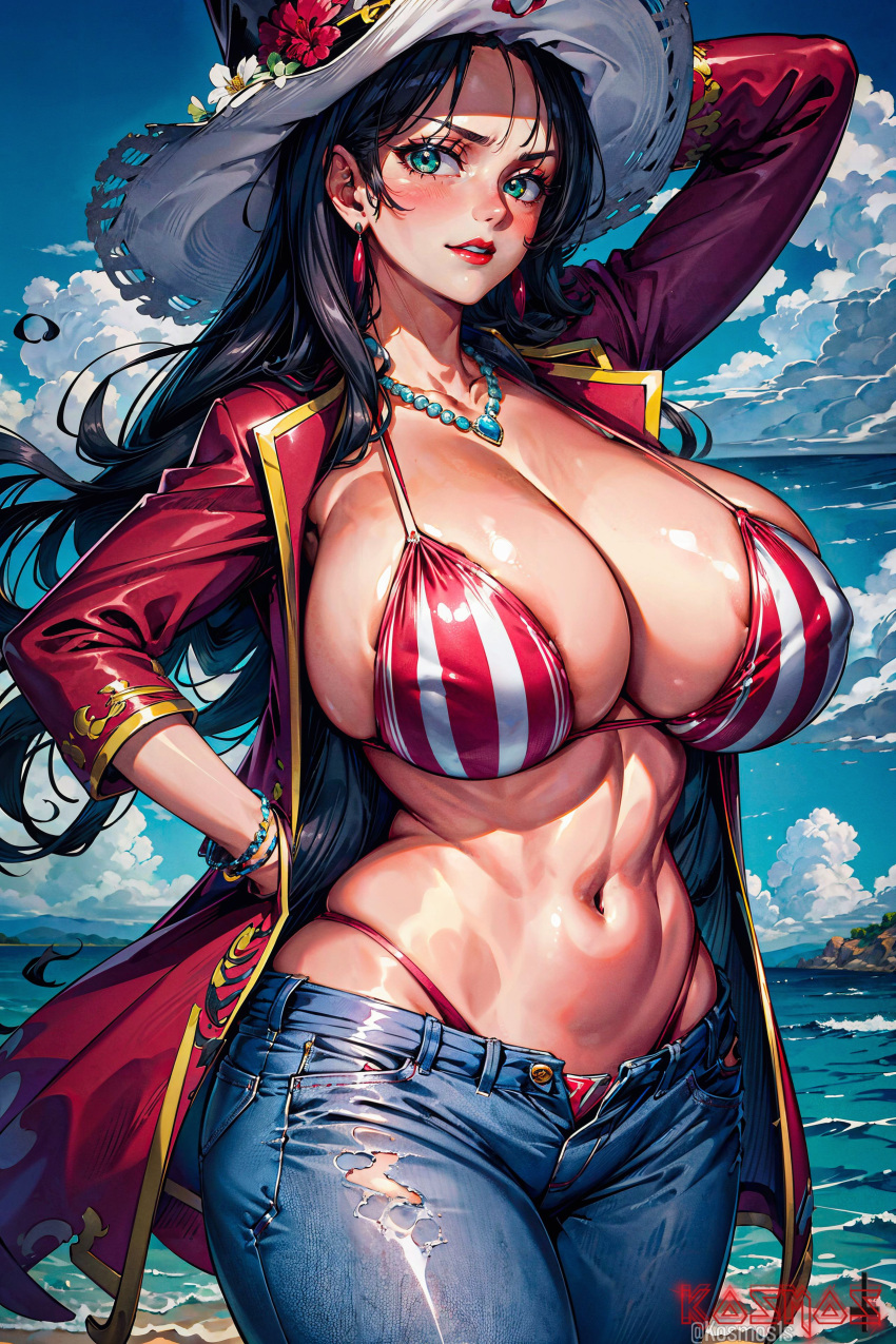 2girls ai_generated alvida big_breasts bikini_top breasts female female_only huge_breasts large_breasts one_piece