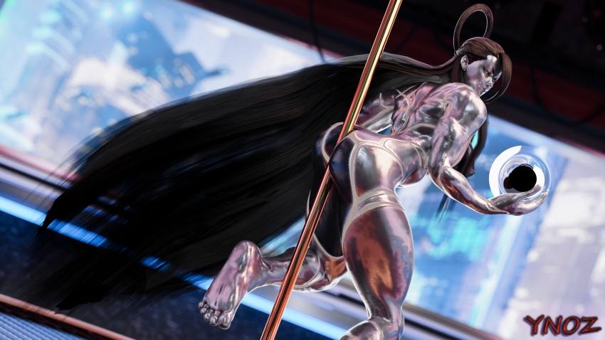 1girls 3d 3d_(artwork) ass dat_ass evil_smile feet feet_up female female_only long_hair muscular_female robot robot_girl seth_(sfv) seth_(street_fighter) shiny_skin soles solo street_fighter street_fighter_v stripper_pole toes ynoz