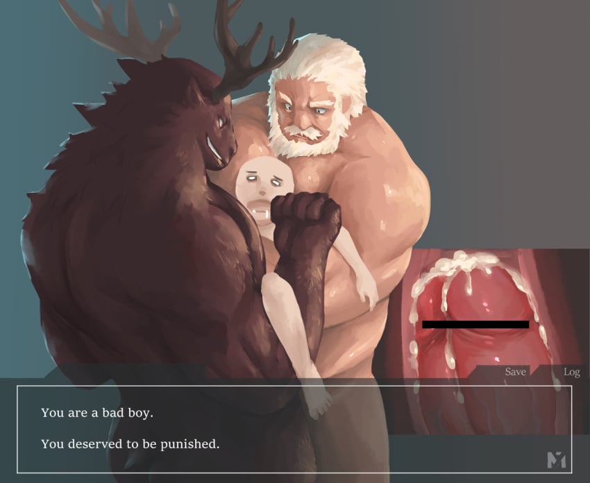 3boys abs anal artist_self-insert bad_end bar_censor bara beard belly boy_sandwich candy candy_cane carrying carrying_person censored chest_hair christmas clothing_aside completely_nude cowgirl_position cross_section cum double_anal drooling english_text erection facial_hair feet_out_of_frame food from_above full_beard furry furry_male furry_with_non-furry girthy_penis internal_cumshot interspecies large_pectorals large_penis m7 male_focus male_only male_underwear male_underwear_aside male_urethral_insertion mature_male mouth_drool multiple_anal_insertions multiple_boys muscular muscular_male navel nipples nude original pectorals penis penis_size_difference penises_touching plump reindeer_boy sandwiched santa_claus short_hair smile standing stomach straddling subtitled thick_beard thick_eyebrows torn_underwear underwear urethral_insertion yaoi