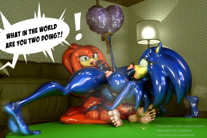 3d areola balls big_balls big_breasts big_penis bodily_fluids breasts cum cumshot digital_media_(artwork) ejaculation eyelashes feet fumes genital_fluids genitals gynomorph hi_res huge_balls huge_cock intersex knuckles_the_echidna nipples penis ponytail sanory_(artist) sega sonic_(series) sonic_the_hedgehog sonic_the_hedgehog_(series) surprise thick_lips vein