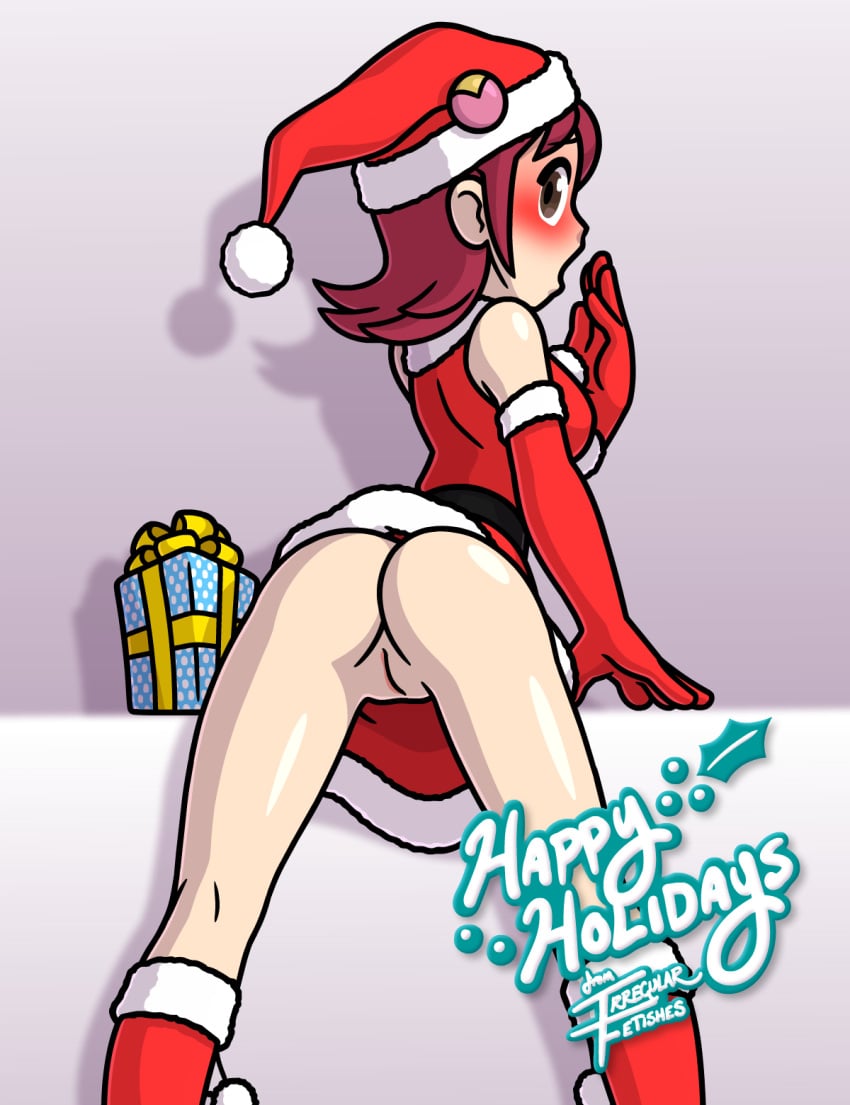 ass blush bottomless christmas christmas_outfit irregular_fetishes mayl_sakurai mega_man mega_man_battle_network pussy