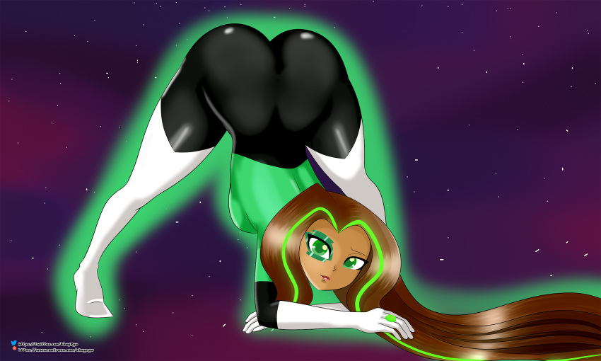 1girls ass big_ass chuyryu dark-skinned_female dc dc_comics dc_super_hero_girls female female_only green_lantern jack-o_pose jessica_cruz latina solo solo_female