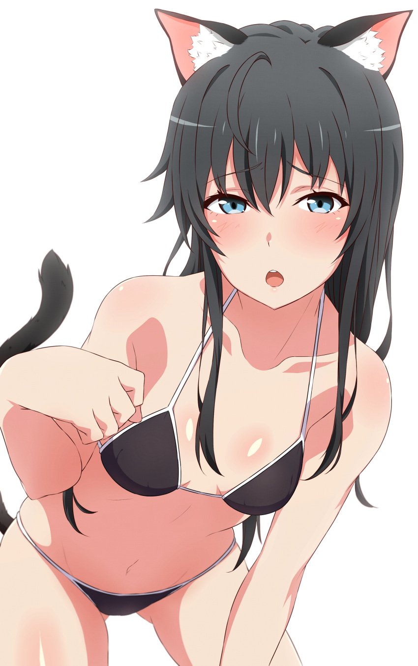 absurdres animal_ears black_hair blush cat_ears cat_tail highres long_hair my_teen_romantic_comedy_snafu shou937 swimsuit tagme tail yukinoshita_yukino