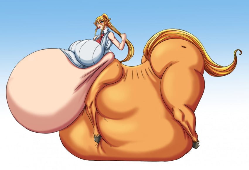 1girls ass belly big_ass big_belly big_breasts big_butt blonde_hair blue_eyes breasts centaur centorea_shianus clothing dragonicxs equid equid_taur female gofenix hair hi_res huge_ass huge_belly huge_breasts huge_butt humanoid_taur hyper hyper_belly implied_vore long_hair mammal mammal_taur monster_musume monster_musume_no_iru_nichijou ponytail simple_background taur thick_thighs vore