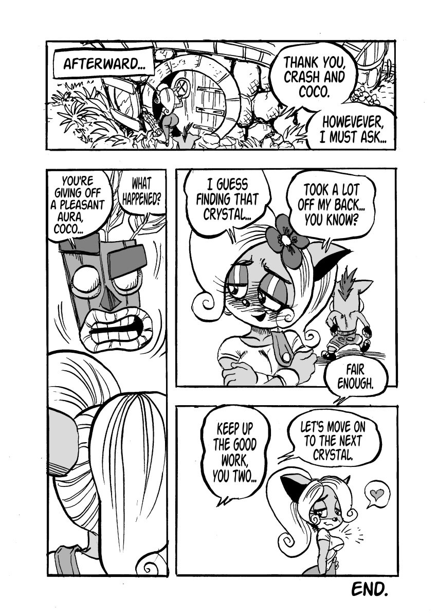 aku_aku anthro big_penis breasts coco_bandicoot comic comic_page crash_(series) crash_bandicoot female goudadunn heart huge_cock incest male penis pussy text