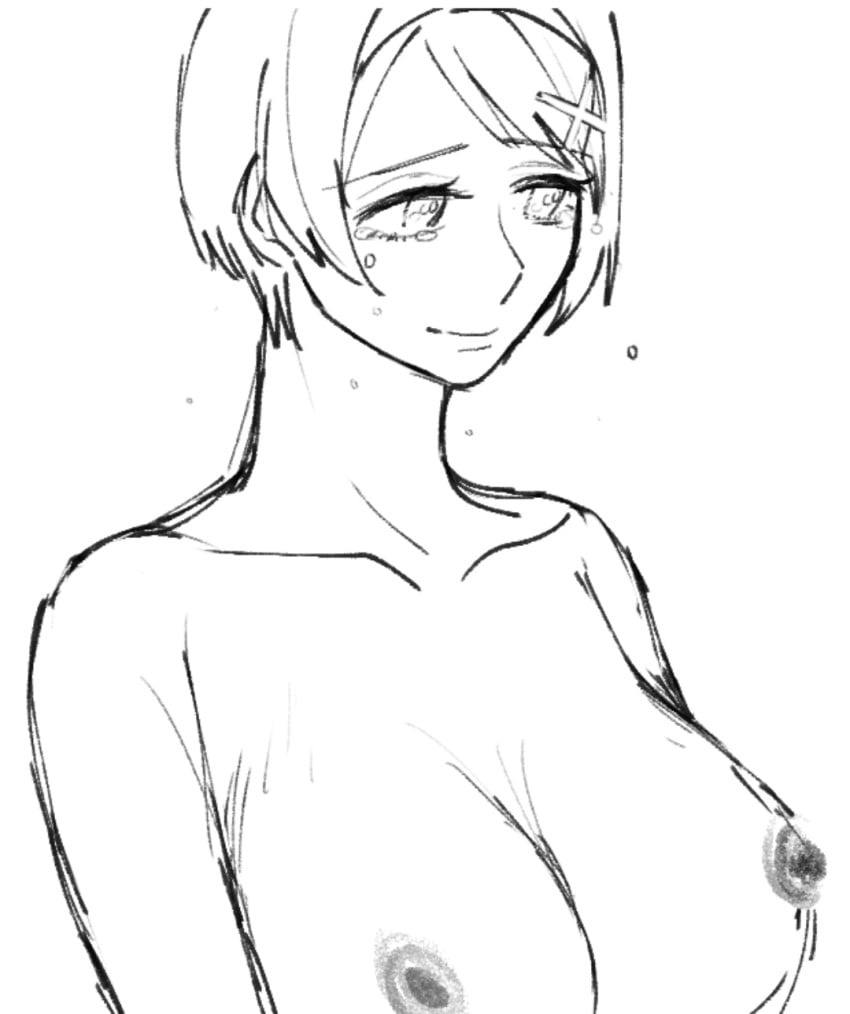 axis_powers_hetalia big_breasts breasts monochrome sketch ukraine_(hetalia)