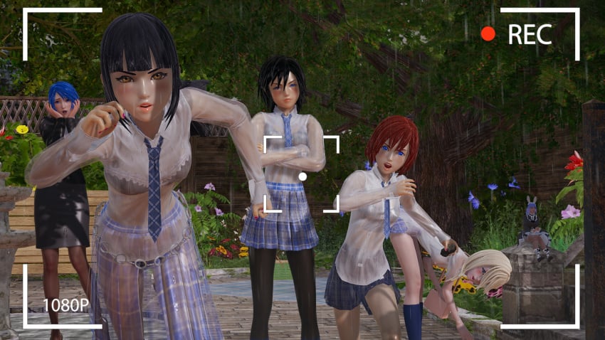 3d angelic_amber angry aqua_(kingdom_hearts) blush bra disney doll honey_select kairi kingdom_hearts namine panties rain rock roseza school_uniform schoolgirl see-through see-through_clothing shocked skuld_(kingdom_hearts) square_enix wet xion