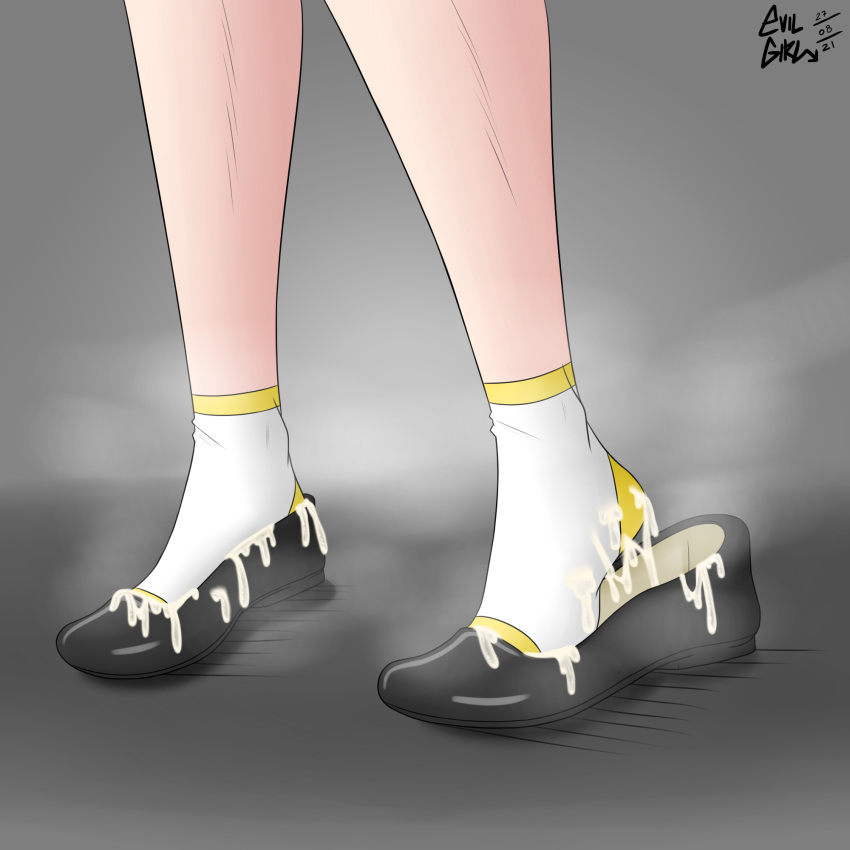 2021 blend_s cum cum_in_shoe cum_in_shoes cum_in_sock cum_on_feet evilgirl feet flats foot_fetish foot_focus gray_background hoshikawa_mafuyu legs semen shoes simple_background socks steam