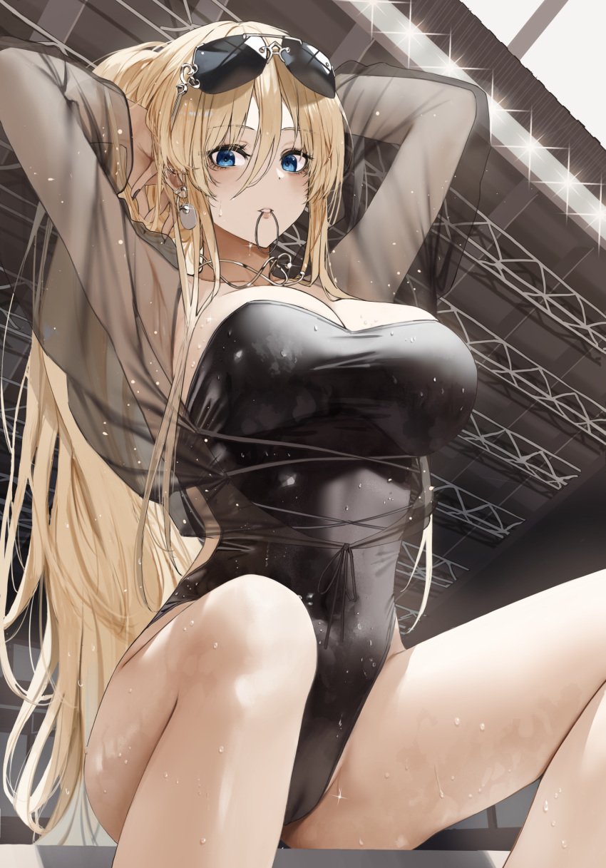 1girls absurd_res absurdres adult adult_female armpit armpit_crease armpit_peek armpits arms_above_head arms_up azur_lane bare_calves bare_chest bare_hands bare_hips bare_knees bare_legs bare_shoulders bare_skin bare_thighs belly belly_button bismarck_(azur_lane) bismarck_zwei_(azur_lane) bismarck_zwei_(crystal-clear_holiday)_(azur_lane) black_dress black_fingernails black_nail_polish black_nails black_outfit black_topwear blonde_eyebrows blonde_female blonde_hair blonde_hair_female blue_eyes blue_eyes_female breasts busty busty_female busty_girl calves cleavage collarbone curvy curvy_body curvy_female curvy_figure curvy_hips dot_nose dress earrings elbows exposed_armpits exposed_arms exposed_chest exposed_hips exposed_legs exposed_shoulders exposed_skin exposed_thighs eyebrows_visible_through_hair fair_skin female female_focus female_only fingernails fingers groin hair_between_eyes hair_tie_in_mouth hairless_armpits hand_behind_head hands_above_head hands_behind_head hands_up high_resolution highres hourglass_figure ki-16 knees large_breasts lean_body lean_figure legs light-skined_female light-skinned light-skinned_female light_skin light_skin_female light_skinned light_skinned_female lips long_hair looking_at_viewer looking_down looking_down_at_viewer makeup mature mature_female nail_polish nails narrow_waist navel necklace outdoor outdoors outfit outside pale pale-skinned_female pale_skin pale_skinned_female ponytail pussy sexy_armpits shaved_armpits shoulders sitting slender_body slender_waist slim_girl slim_waist smooth_armpits smooth_skin solo sunglasses sunglasses_on_forehead sunglasses_on_head thick_thighs thighs thin_waist topwear tying_hair underboob upper_body v-line wide_hips