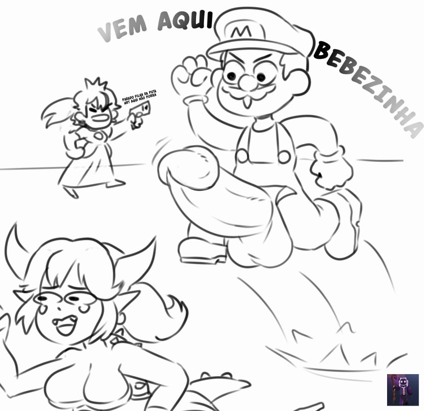 2024 background bowsette colored dialogue edit fear gun huge_cock humor hyper hyper_penis imminent_rape kinkykong mario mario_(series) new_super_mario_bros._u_deluxe nintendo photoshop portuguese portuguese_dialogue portuguese_text princess_peach rule_63 sketch super_mario_bros. watermark what