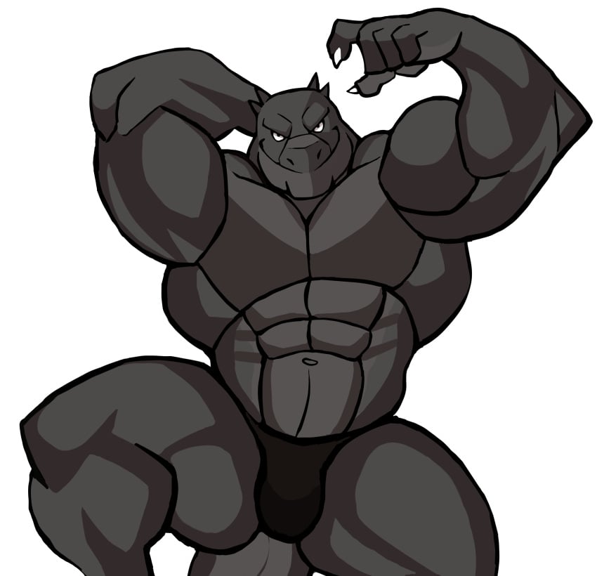 anthro balls bara barazoku bulge darknaigart flaccid godzilla godzilla_(series) hand_behind_head kaiju male male_only muscles muscular penis scalie solo solo_male