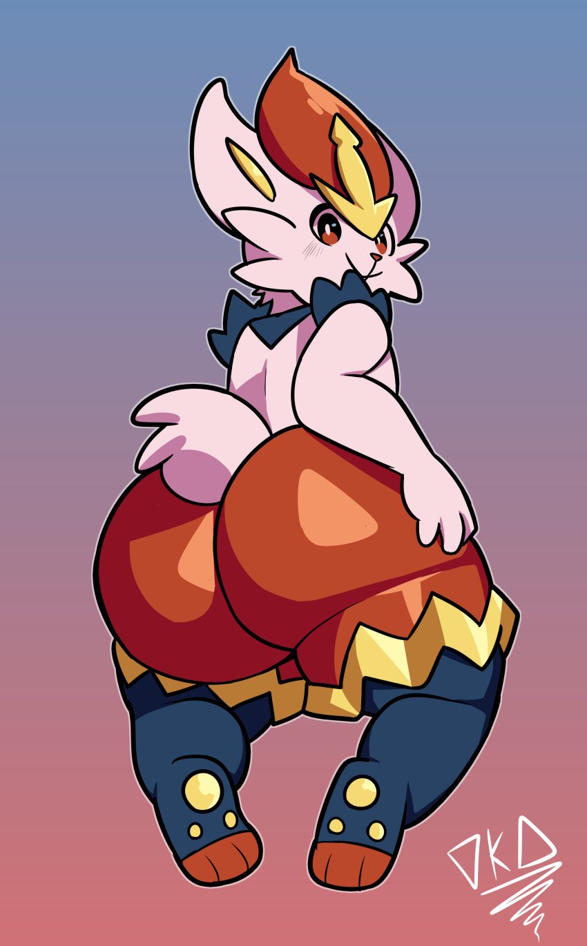 absurd_res anthro ass big_butt cinderace curvy_anthro curvy_figure curvy_male digital_media_(artwork) femboy generation_8_pokemon hi_res male nintendo pokemon pokemon_(species) simple_background slightly_chubby slightly_chubby_male smile smiley_face solo thick_thighs ukairilu