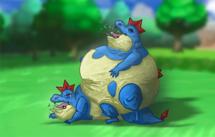 crocodilian croconaw gay gay_sex obese obese_male pokemon same-species_bestiality sex sex_from_behind