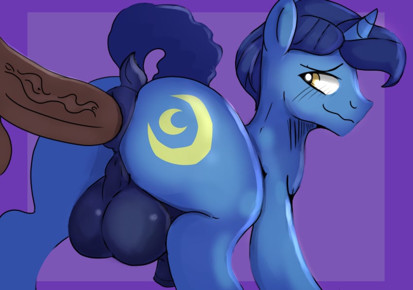 absurd_res animal_genitalia animal_penis anus balls big_balls blush blush_lines cutie_mark dock_(anatomy) duo equid equine equine_genitalia equine_penis feral feral_penetrated friendship_is_magic genitals hasbro hi_res horn horse human human_on_feral humanoid_genitalia humanoid_penis interspecies ketchup_veins looking_back male male/male mammal mature_male my_little_pony mylittlewarhose mythological_creature mythological_equine mythology night_light_(mlp) penetration penis perineum pony puffy_anus purple_background raised_tail simple_background tail unicorn zoophilia