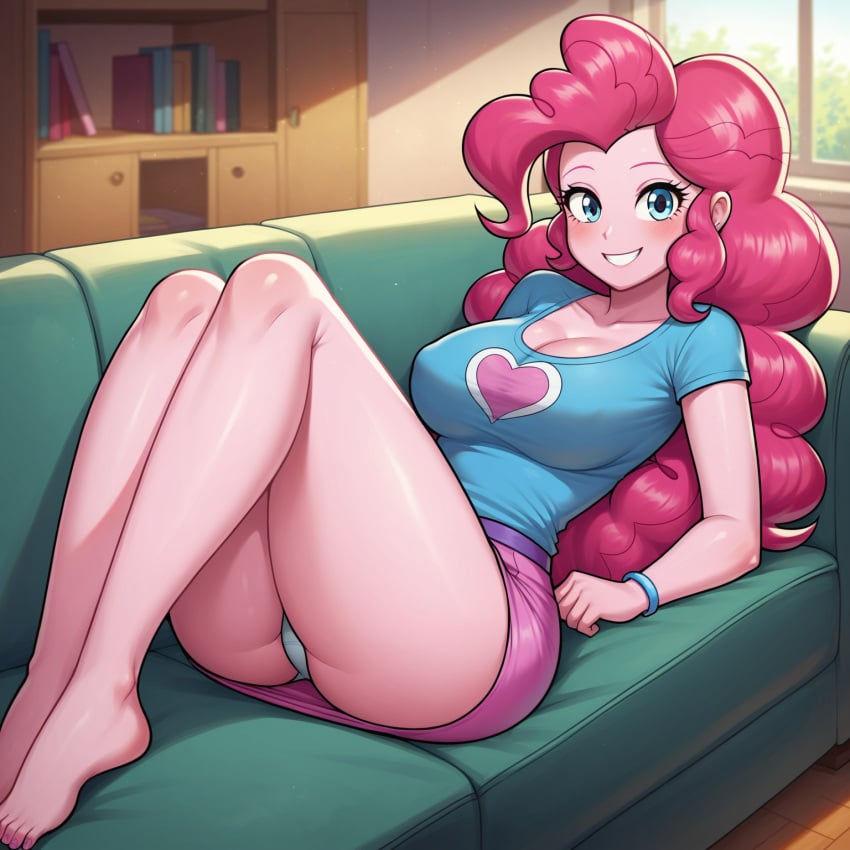 1girls ai_generated ass barefoot big_breasts blush breasts cleavage couch equestria_girls feet female female_only friendship_is_magic hasbro indoor large_breasts legs looking_at_viewer my_little_pony nipple_bulge on_couch panties pinkie_pie_(eg) pinkie_pie_(mlp) pokies pony_diffusion_6 pony_diffusion_xl smile solo solo_female stable_diffusion teasing thighs underwear upskirt