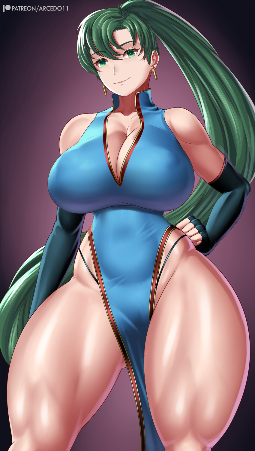 arcedo big_ass big_breasts fat_ass fire_emblem fire_emblem:_the_blazing_blade green_eyes green_hair lyn_(fire_emblem) tagme thick_thighs