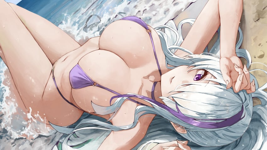 1girls absurd_res absurdres adult adult_female areola_bulge arm_above_head arm_up armpit armpit_peek armpits azur_lane bare_armpits bare_arms bare_belly bare_chest bare_hands bare_hips bare_knees bare_legs bare_midriff bare_navel bare_shoulders bare_skin bare_thighs beach belly belly_button bikini bikini_bottom bikini_only bikini_top breasts busty busty_female busty_girl cleavage coast collarbone curvy curvy_body curvy_female curvy_figure curvy_hips dot_nose dripping_wet elbows exposed_arms exposed_belly exposed_chest exposed_hips exposed_legs exposed_midriff exposed_navel exposed_shoulders exposed_skin exposed_thighs eyebrows_visible_through_hair fair_skin female female_focus female_naked female_only fingernails fingers full_body groin hair_between_eyes hair_over_one_eye half_naked half_nude hand_above_head hand_up high_resolution highres horizon hourglass_figure ki-16 knees large_breasts laying_down laying_on_back laying_on_floor laying_on_ground lean_body lean_figure legs light-skined_female light-skinned light-skinned_female light_skin light_skin_female light_skinned light_skinned_female lips long_hair looking_at_viewer looking_up looking_up_at_viewer lying lying_down lying_on_back lying_on_floor lying_on_ground mature mature_female multicolored_hair naked naked_female naked_woman narrow_waist navel nipple_bulge nude nude_female nudity o-ring_bikini o-ring_bikini_bottom o-ring_bikini_top ocean on_back outdoor outdoor_nudity outdoors outside partially_naked ponytail purple_bikini purple_bikini_bottom purple_bikini_top purple_eyes purple_eyes_female purple_hair purple_hair_female purple_string_bikini purple_swimsuit purple_swimwear sand sea seaside semi_nude sexy_armpits shoulders sidelocks slender_body slender_waist slim_girl slim_waist smooth_skin soaked solo string_bikini swimsuit swimwear thick_thighs thighs thin_waist unzen_(azur_lane) unzen_(sojourn_through_clear_seas)_(azur_lane) v-line violet_eyes water wet wet_belly wet_bikini wet_body wet_breasts wet_face wet_hair wet_legs wet_skin wet_thighs white_eyebrows white_hair white_hair_female wide_hips