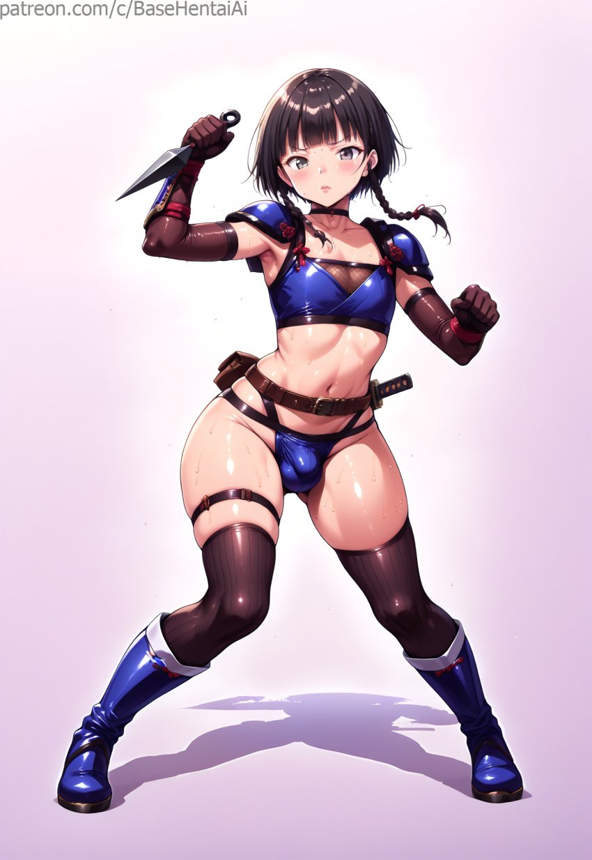 ai_generated basehentaiai crossdressing femboy ninja otoko_no_ko penis trap yaoi