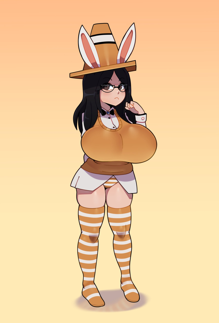 1girls big_breasts breasts bunny_ears clothed commission cone cone_hat drawn large_breasts roblox roblox_avatar somescrub tagme traffic_cone