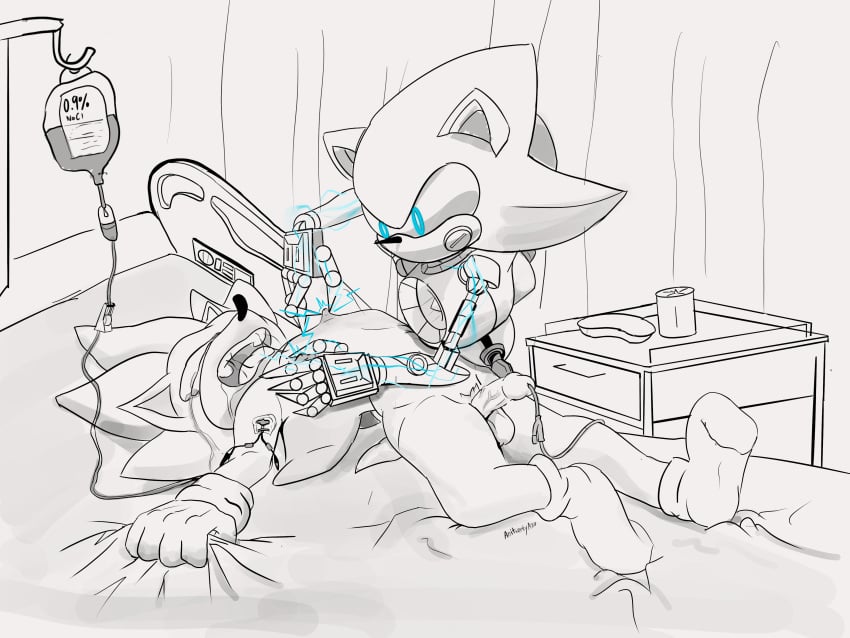 animal_urethral_insertion anitwenty catheter electrostimulation hospital hospital_bed iv_bag iv_line male male_only male_urethral_insertion metal_sonic monochrome nipple_pinch nipple_play nipple_tweak nipples penis sega sonic_(series) sonic_the_hedgehog sonic_the_hedgehog_(series) torture urethral_insertion