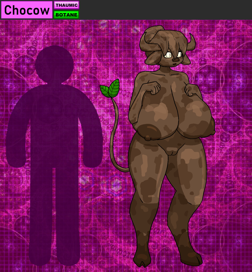 animal_humanoid anthro big_breasts bovid bovid_humanoid bovine bovine_humanoid breasts brown_body brown_hair brown_nose candy cattle chocolate dessert female food hair hi_res horn horned_humanoid huge_breasts humanoid mammal mammal_humanoid monster_girl_(genre) rottentuttifrutti solo thick_thighs