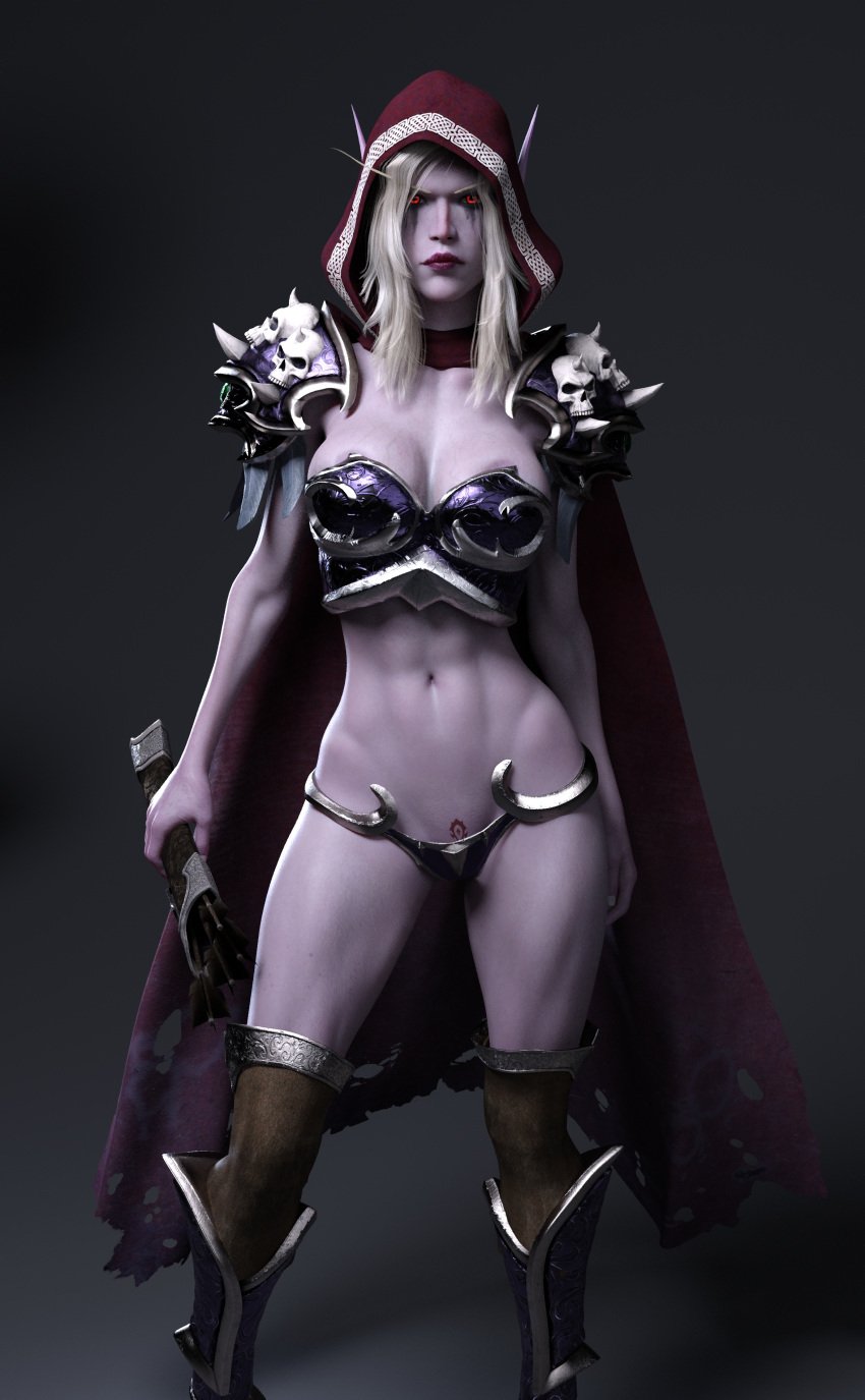 3d blonde_hair dark_ranger darken_den female female_focus female_only red_eyes solo_female sylvanas_windrunner undead_(warcraft) warcraft world_of_warcraft