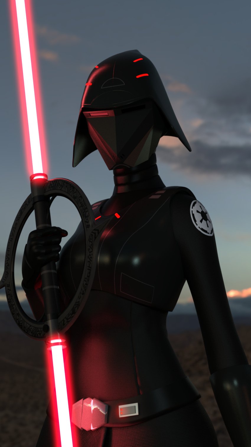 1girls 3d breasts clothed clothing female female_clothed female_focus female_only helmet hi_res inquisitor inquisitor_(star_wars) ipicklejuicei lightsaber mirialan pose red_lightsaber seventh_sister smaller_female solo solo_female star_wars star_wars_rebels