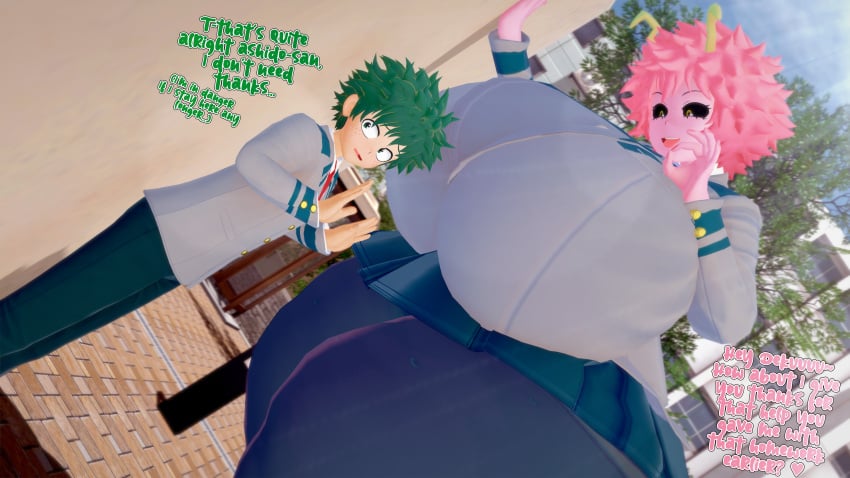 1boy 1girls ass big_ass big_breasts big_thighs blowjob_face breasts daidaikon fat_ass female giant_ass giant_breasts green_hair huge_ass huge_breasts huge_thighs hyper hyper_ass hyper_breasts hyper_thighs izuku_midoriya larger_female leggings male massive_ass massive_breasts massive_thighs mina_ashido my_hero_academia pink_hair pink_skin school_uniform size_difference skirt smaller_male thick_thighs thighs