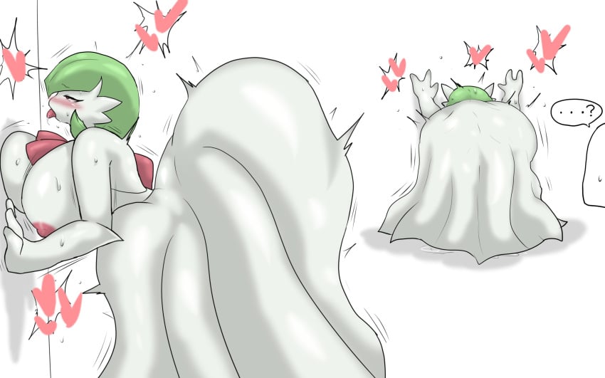 ... 1boy 1girls ? against_wall anthro areolae being_watched big_breasts blush breasts enigi09 female gardevoir huge_breasts humanoid implied_sex mega_evolution mega_gardevoir nintendo nipples pleasure_face pokémon_(species) pokemon pokemon_(species) pokemon_rse speech_bubble spoken_heart tongue_out white_background