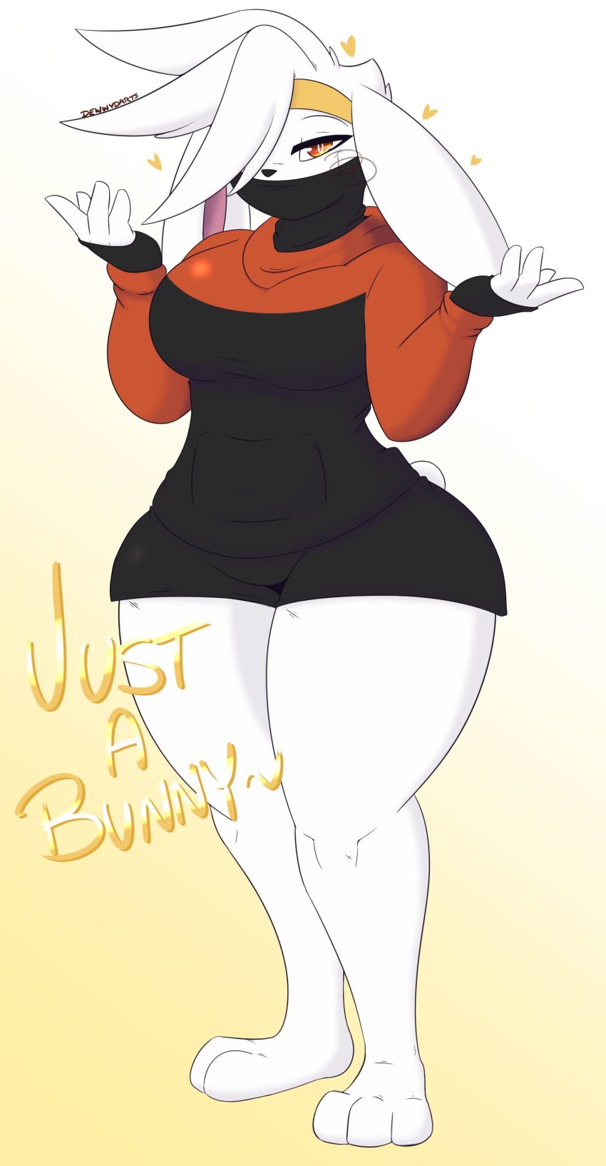 breasts dewwydartz eva(dewwydartz) female furry game_freak hourglass_figure looking_at_viewer nintendo orange_eyes pokemon rabbit raboot thick_thighs wide_hips