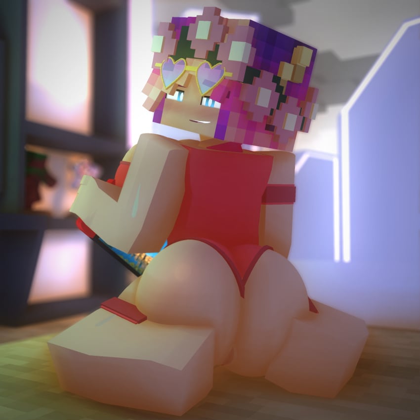 3d big_ass big_breasts big_butt cuteskyler lifeguard minecraft nintendo nintendo_switch pussy pussy_peek room shiny_skin skyler_quinn tagme