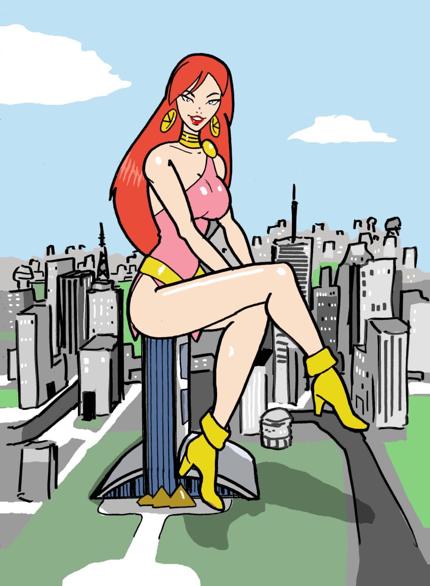 1girls bare_legs commission dc_comics dcau doris_zeul giantess giganta inspector97 justice_league justice_league_unlimited red_hair solo solo_female supervillain wonder_woman_(series)