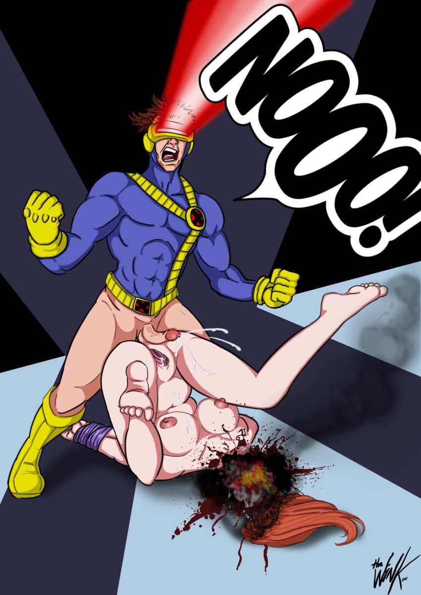 1girls accident accidental_death angry bottomless breasts brown_hair crying cum cum_in_pussy cum_on_body cum_on_breasts cyclops_(x-men) dead death drama ejaculation feet female female_death female_focus gaping_pussy goggles gore guro horror jean_grey laser legs_up marvel marvel_comics naked nipples nude red_hair roleplay scott_summers screaming semen severed_head smoking straight_hair thewink x-men