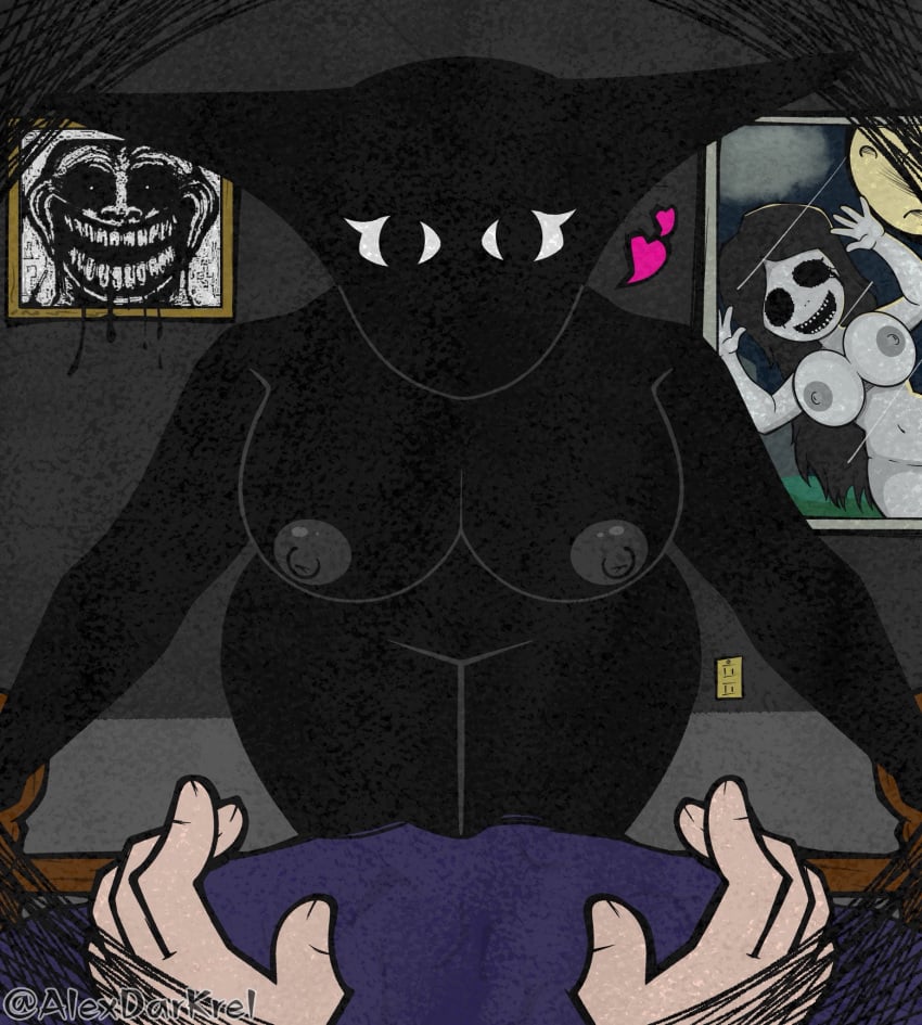 <3 1boy 2girls alexdarkrel analog_horror black_eyes black_skin boisvert boobs_on_glass boobs_pressed_on_glass breasts eye_contact first_person_view her_(imscared) horror imscared looking_at_viewer meme monster_girl naked naked_female nightmare_waifu no_mouth nude nude_female outside_your_window room_(boisvert) shadow_people staring_at_viewer tagme thick_thighs trollge video_game_character white_skin wide_hips