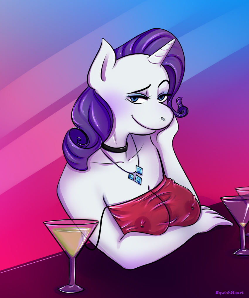 absurd_res anthro female friendship_is_magic hi_res my_little_pony rarity_(mlp) smooth_skin solo squishheart